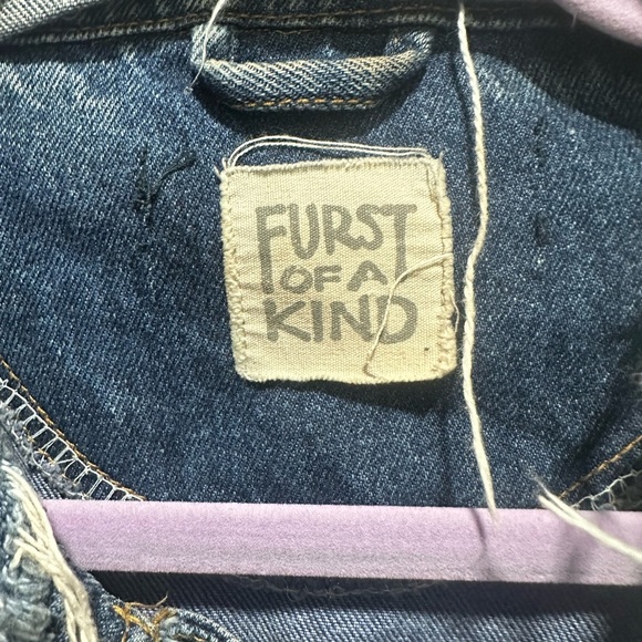 Furst of a Kind Distressed Cropped Two-Tone Denim Jacket Y2K Grunge Streetwear M - Picture 3 of 6